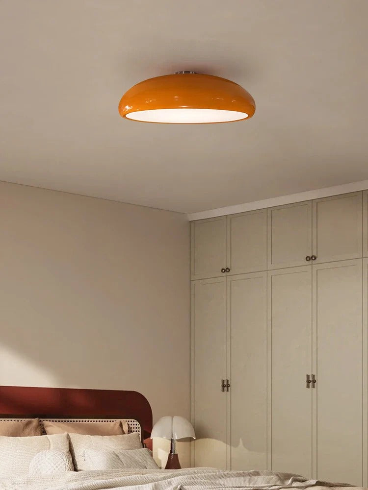 Retro-styled convex dome flush mount light fixture