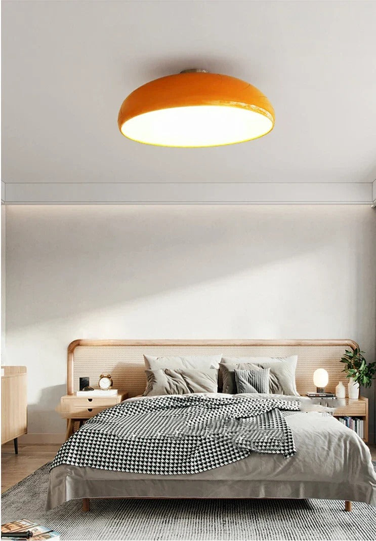 Retro-styled convex dome flush mount light fixture
