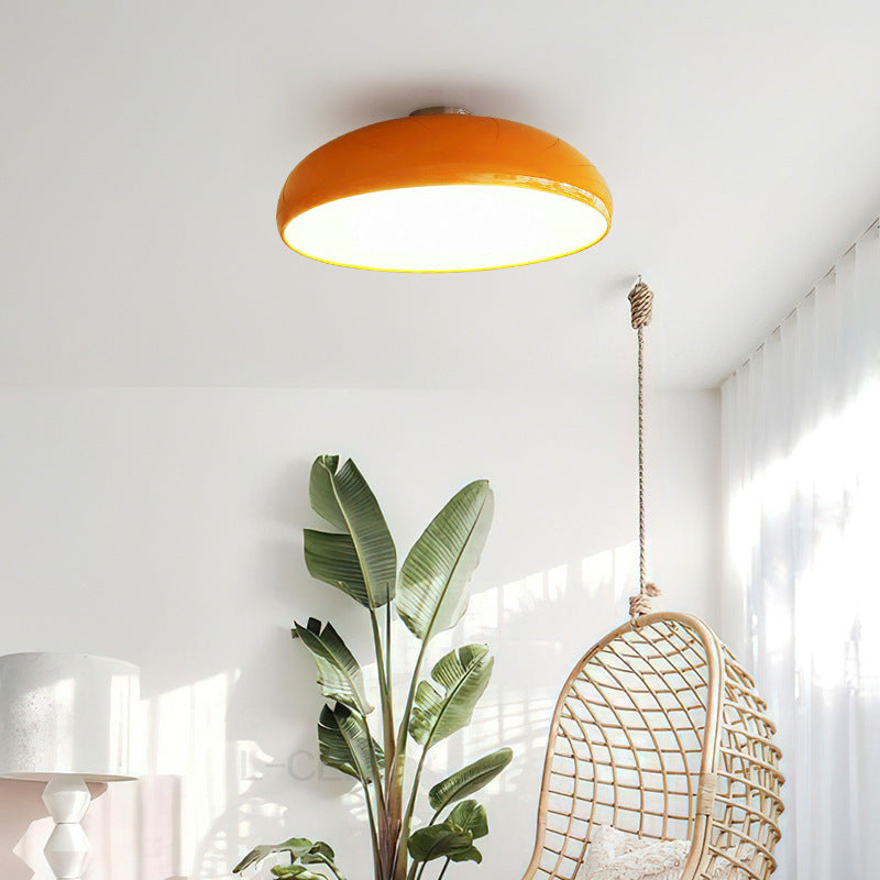 Retro-styled convex dome flush mount light fixture