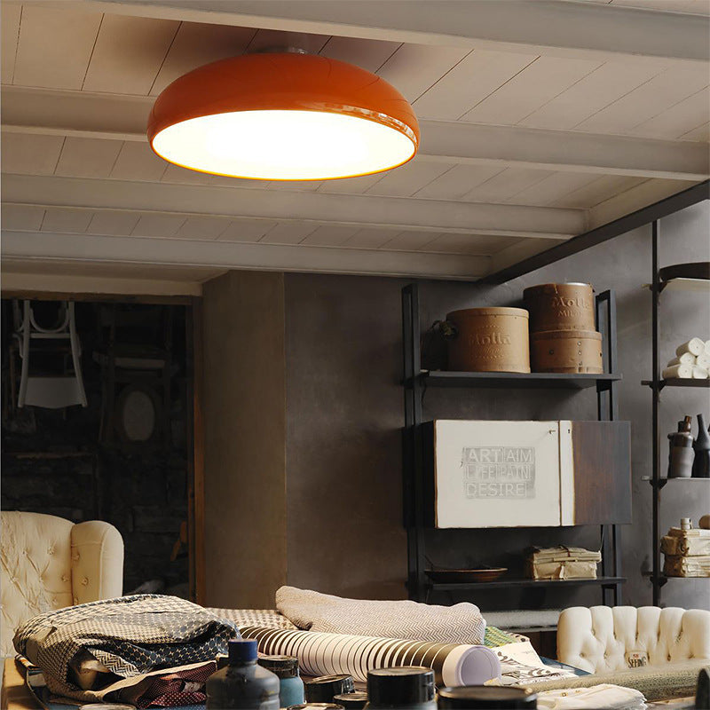 Retro-styled convex dome flush mount light fixture