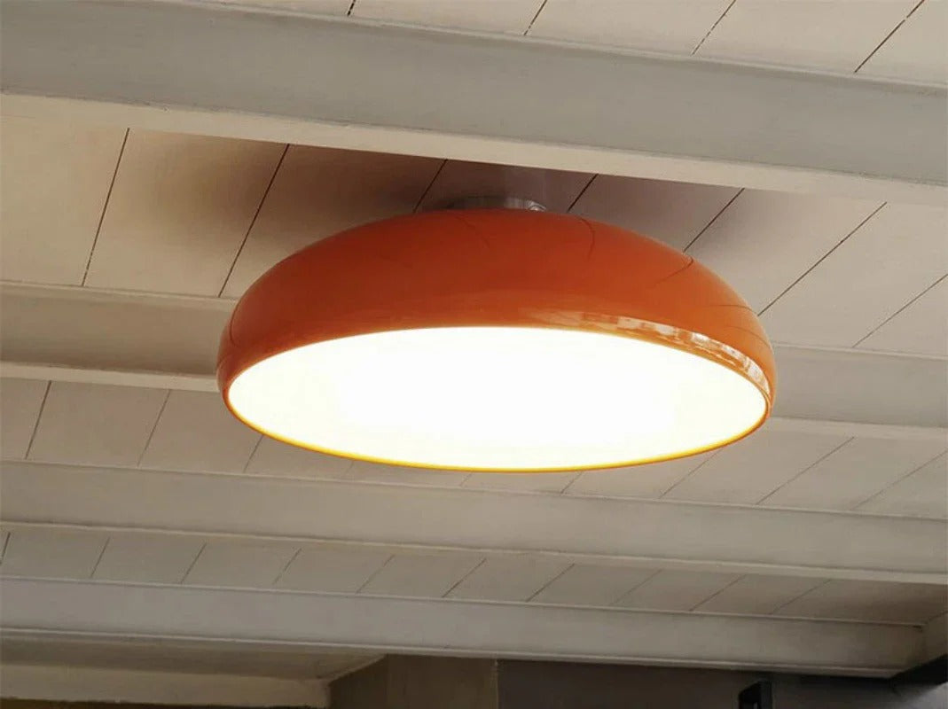 Retro-styled convex dome flush mount light fixture
