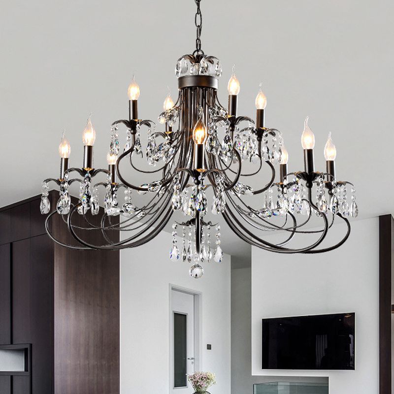 Elegant Multi-Arm Chandelier & Crystal Candle Holders