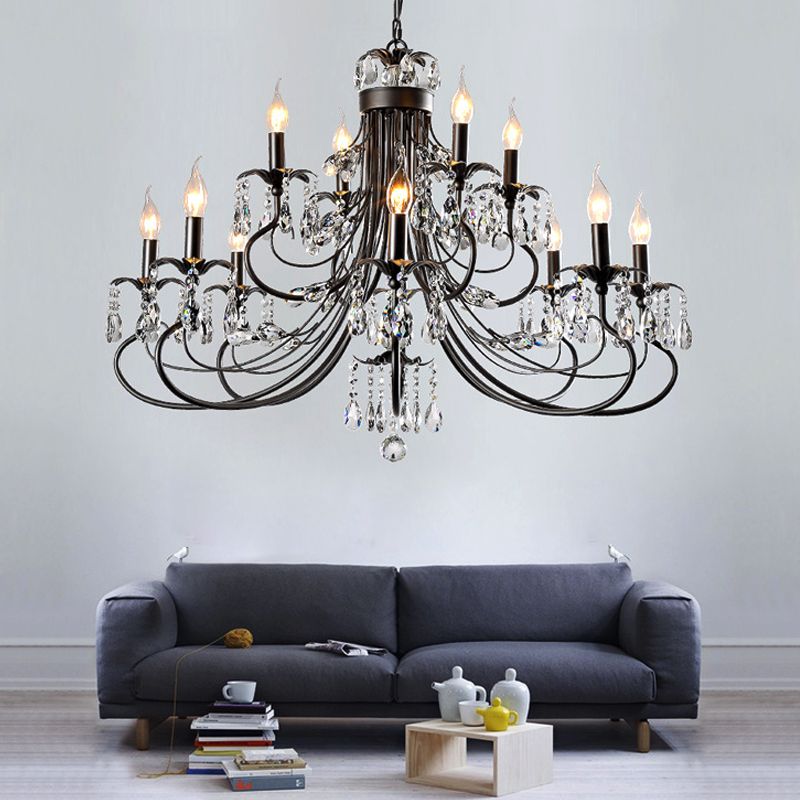 Elegant Multi-Arm Chandelier & Crystal Candle Holders