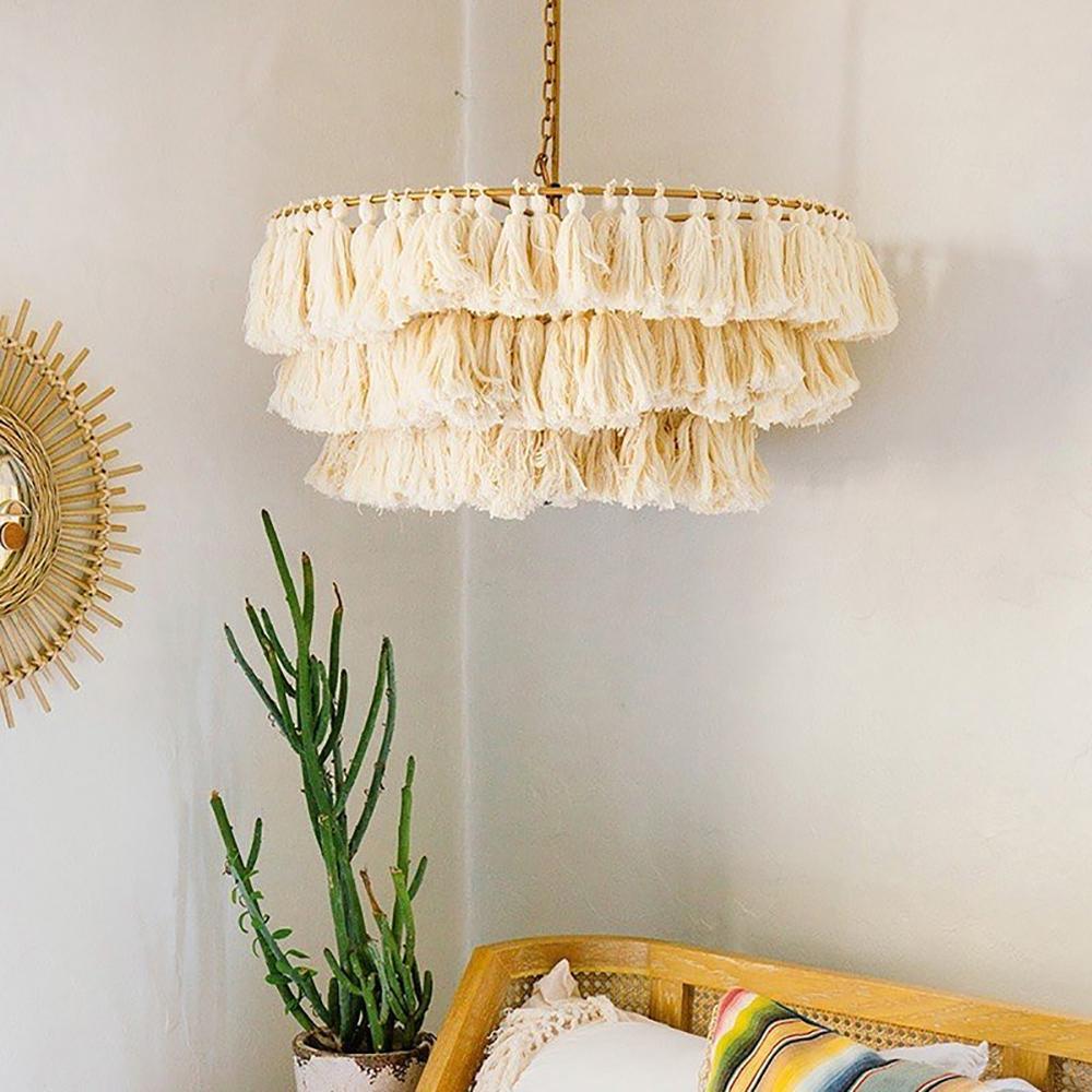 Boho Tiered Chandelier Featuring Layered Fringe
