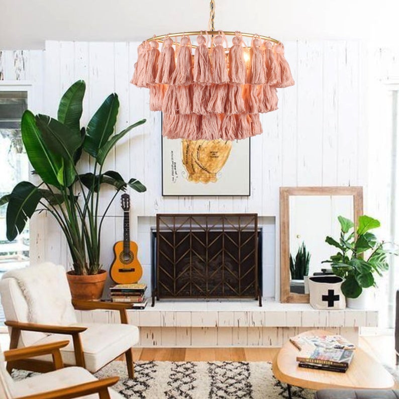 Boho Tiered Chandelier Featuring Layered Fringe