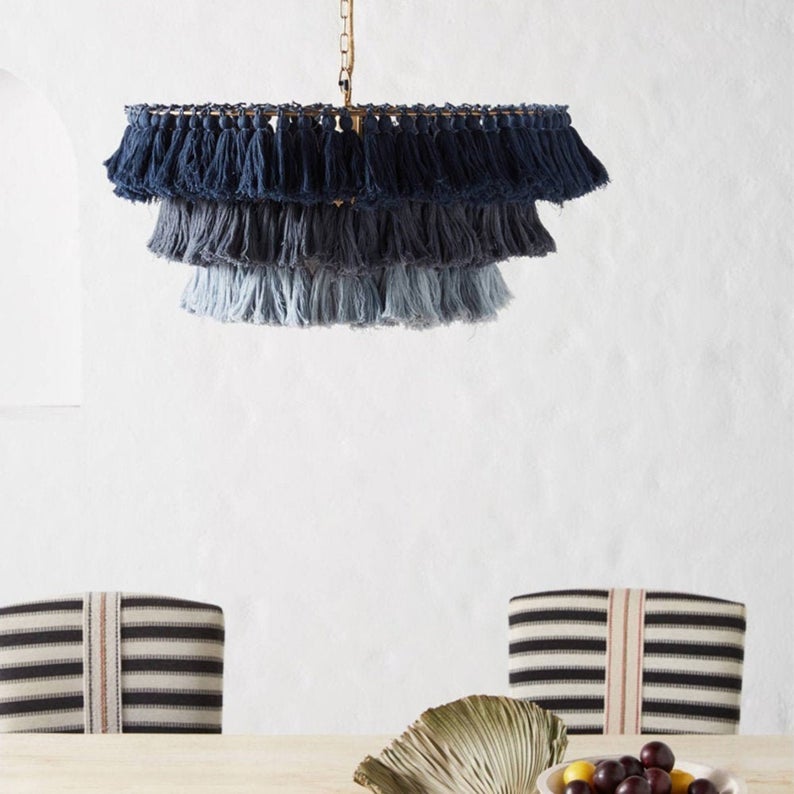 Boho Tiered Chandelier Featuring Layered Fringe