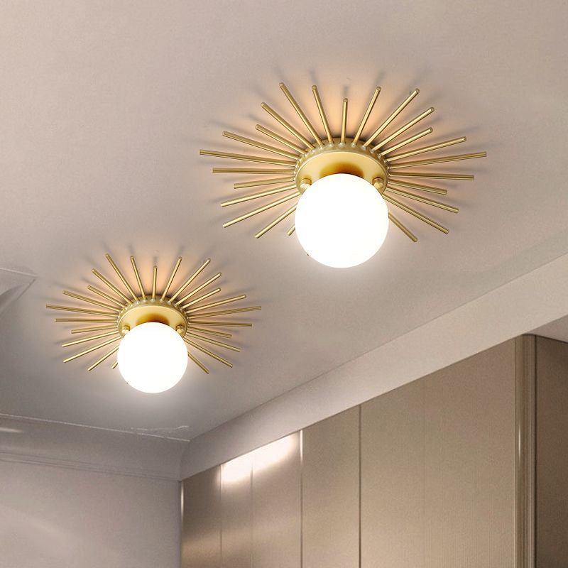 Flush Mount Mid-Century Spherical Globe Light
