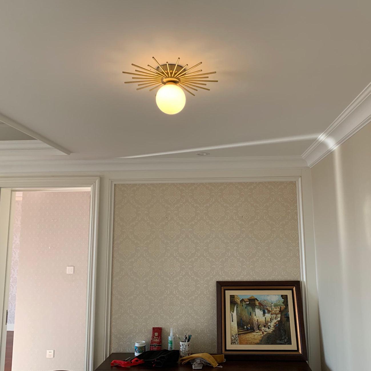 Flush Mount Mid-Century Spherical Globe Light