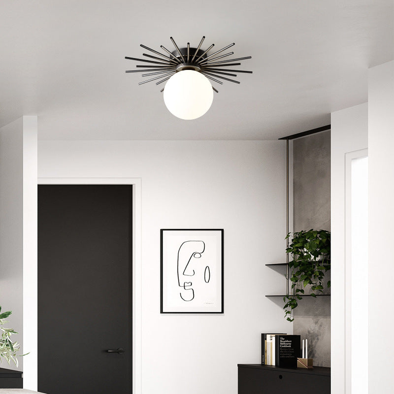 Flush Mount Mid-Century Spherical Globe Light