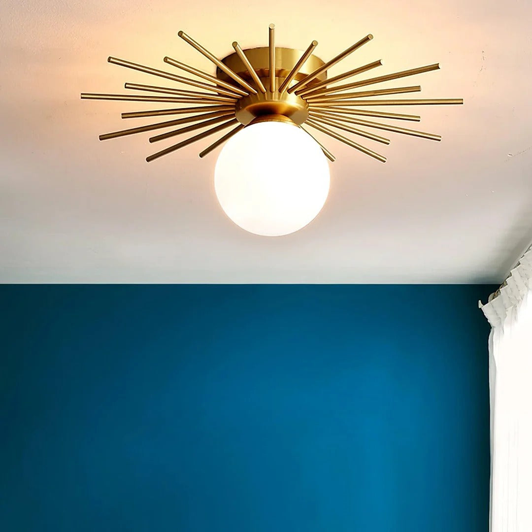 Flush Mount Mid-Century Spherical Globe Light