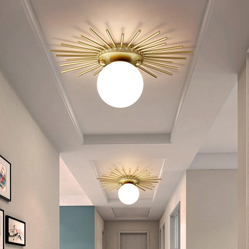 Flush Mount Mid-Century Spherical Globe Light
