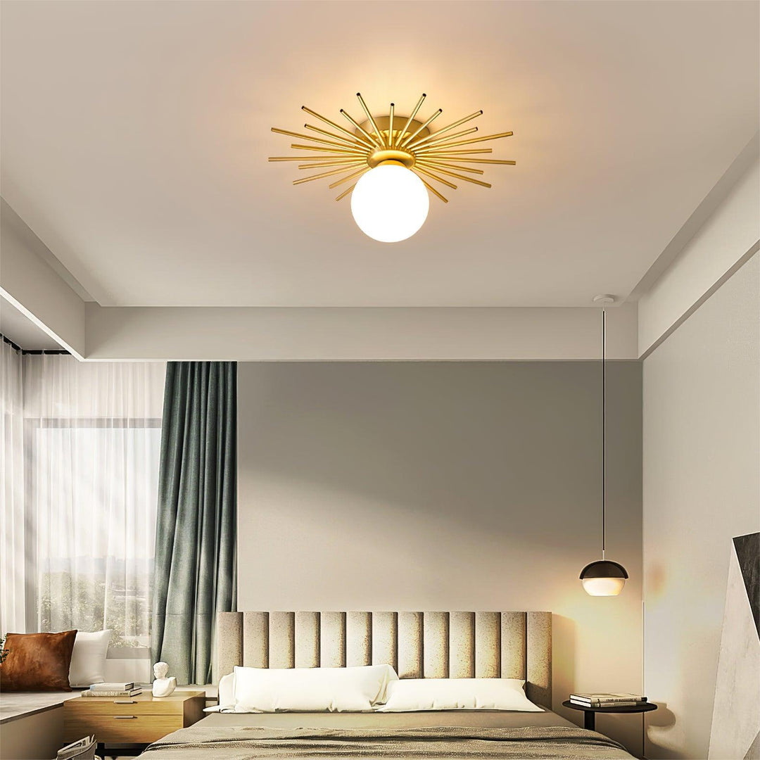 Flush Mount Mid-Century Spherical Globe Light