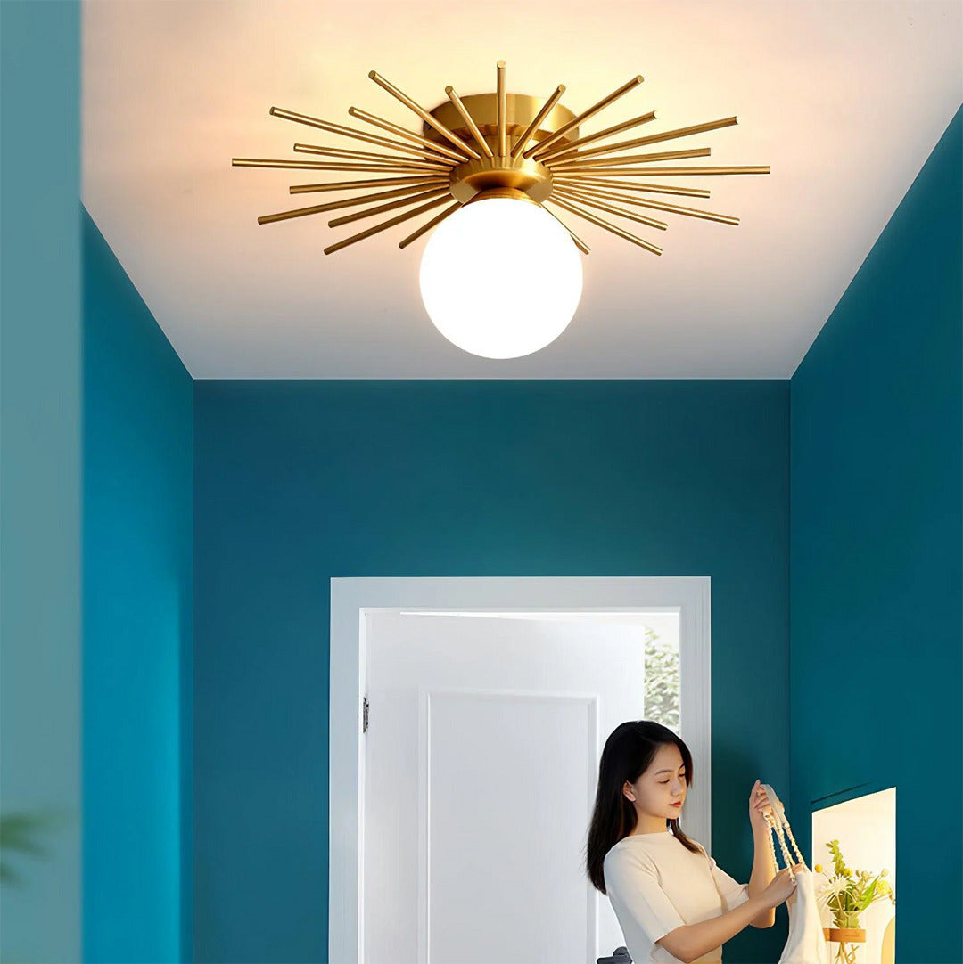Flush Mount Mid-Century Spherical Globe Light