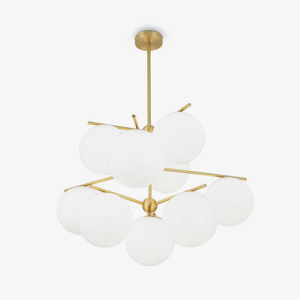 Modern Brass Chandelier with Glass Spheres