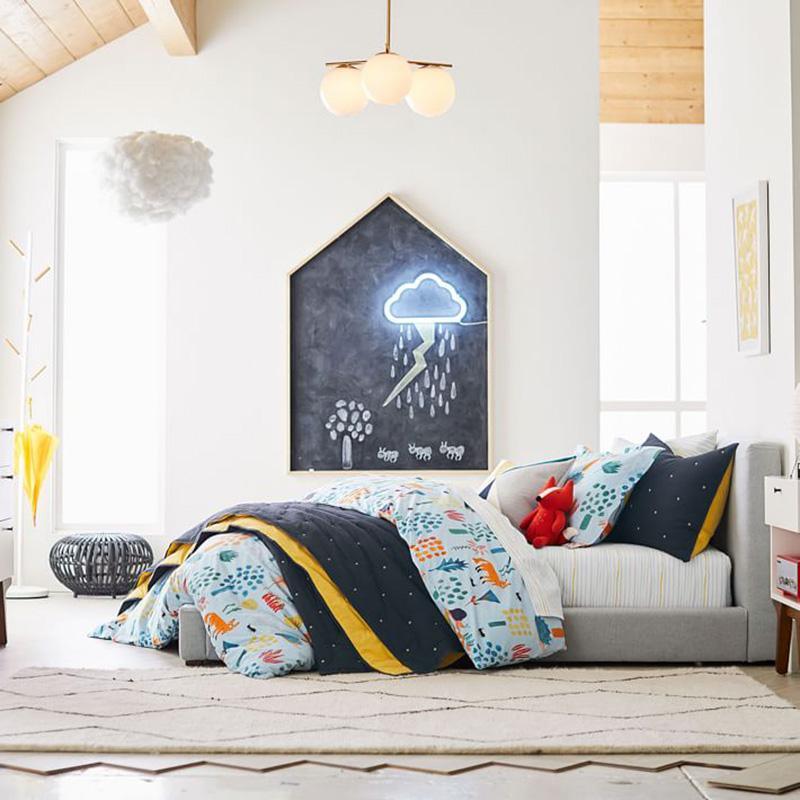 Modern Brass Chandelier with Glass Spheres