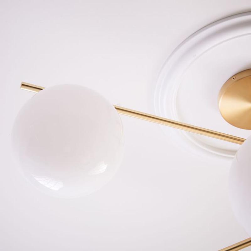 Modern Brass Chandelier with Glass Spheres