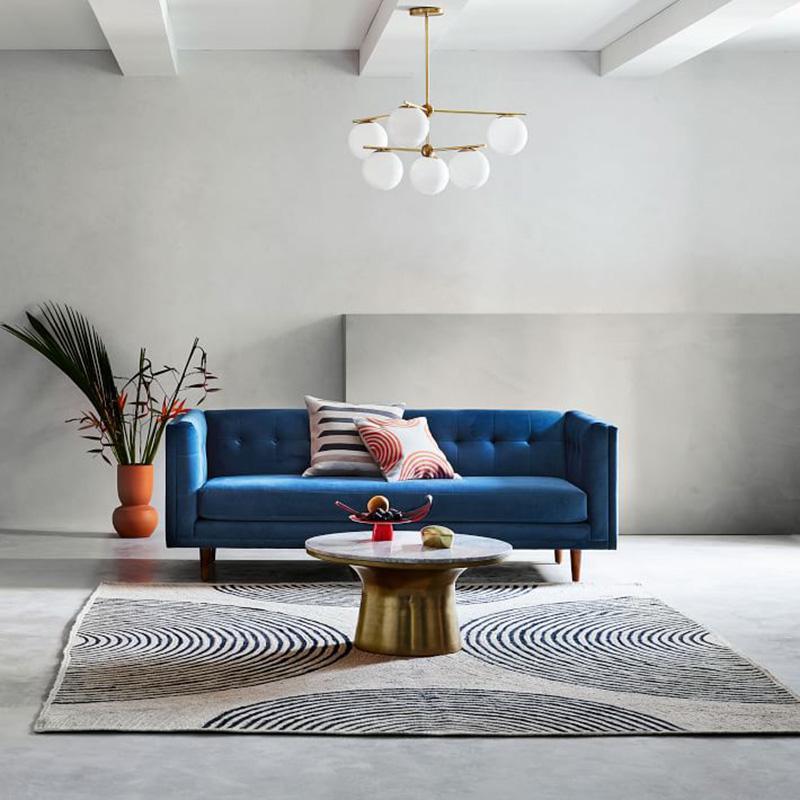 Modern Brass Chandelier with Glass Spheres