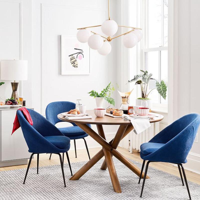 Modern Brass Chandelier with Glass Spheres