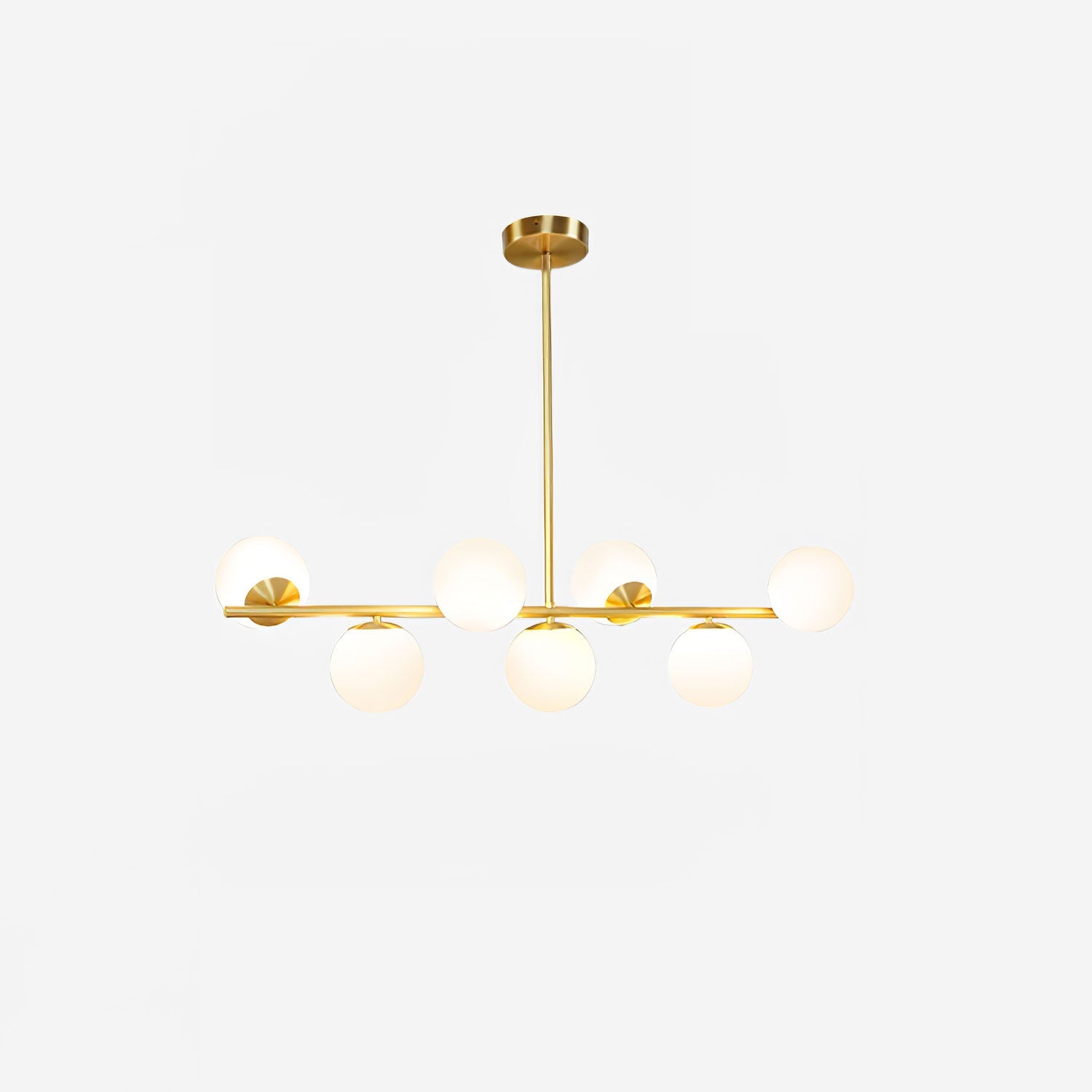 Modern Brass Chandelier with Glass Spheres