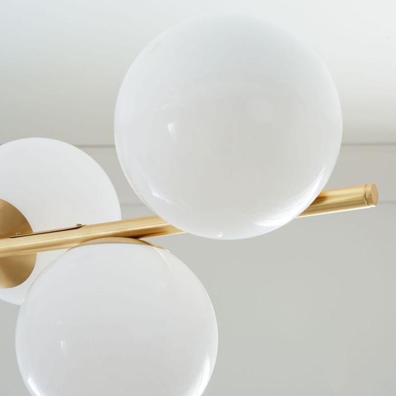 Modern Brass Chandelier with Glass Spheres