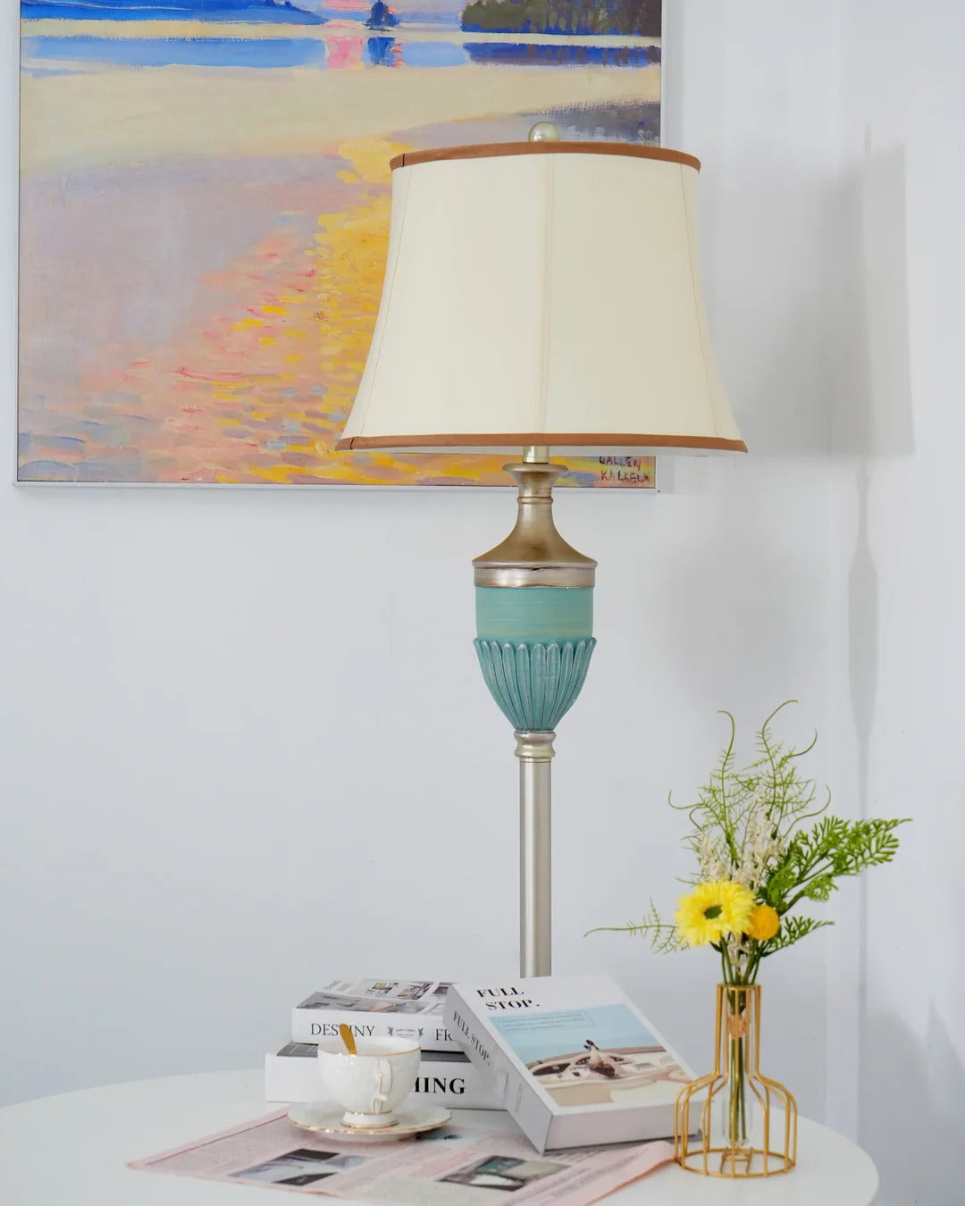 Traditional Floor Lamp with Slender Conical Shade