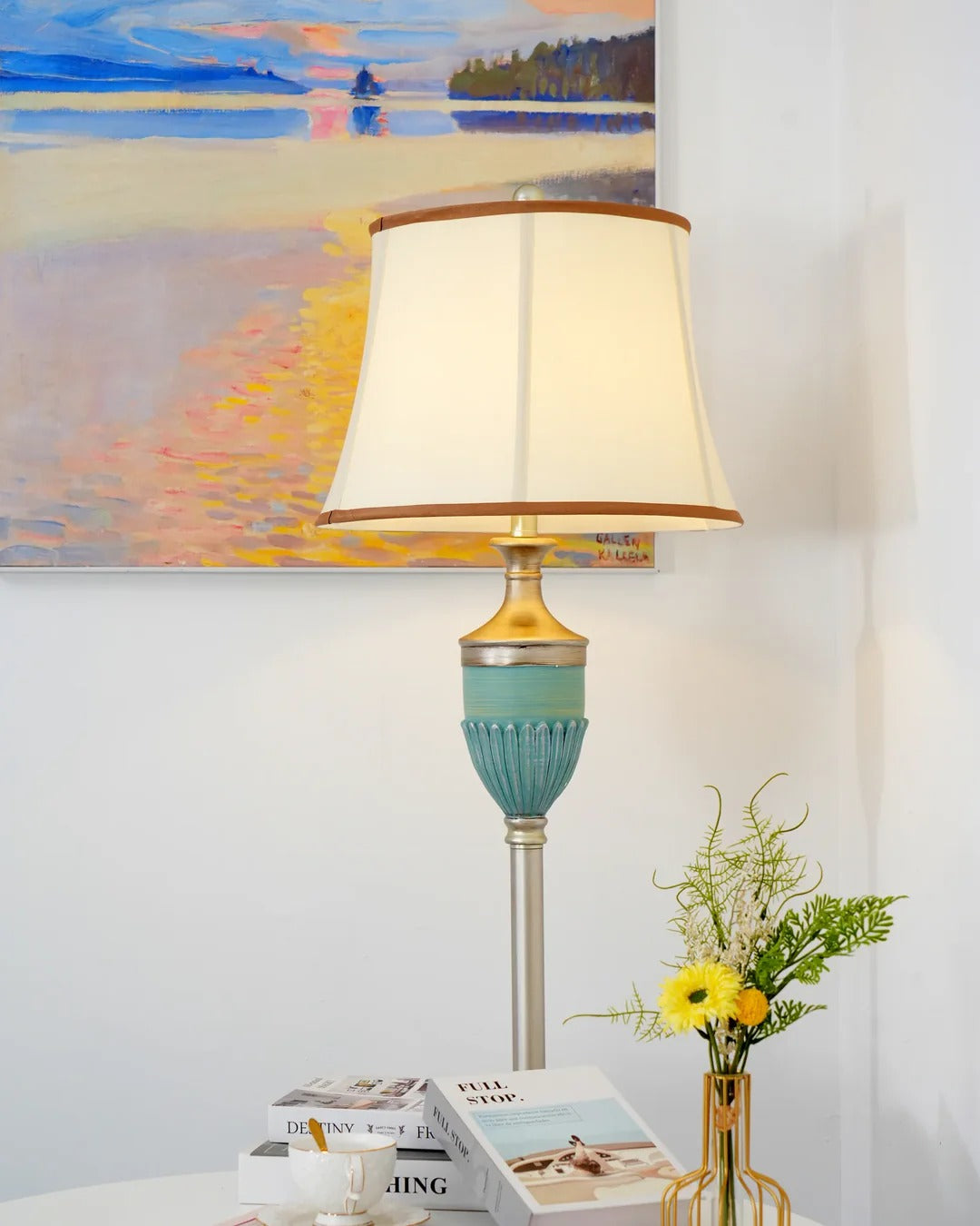 Traditional Floor Lamp with Slender Conical Shade