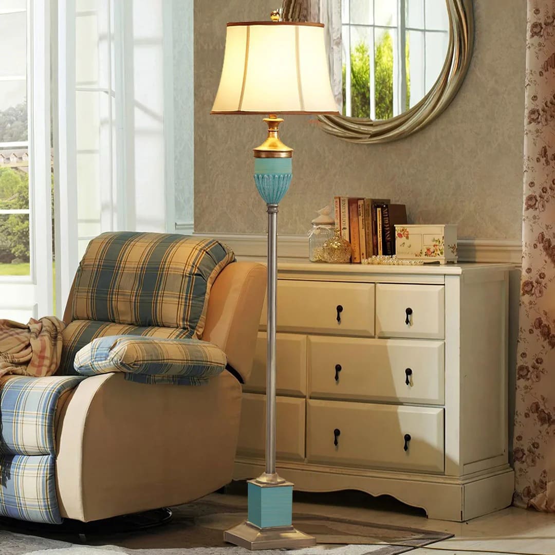 Traditional Floor Lamp with Slender Conical Shade