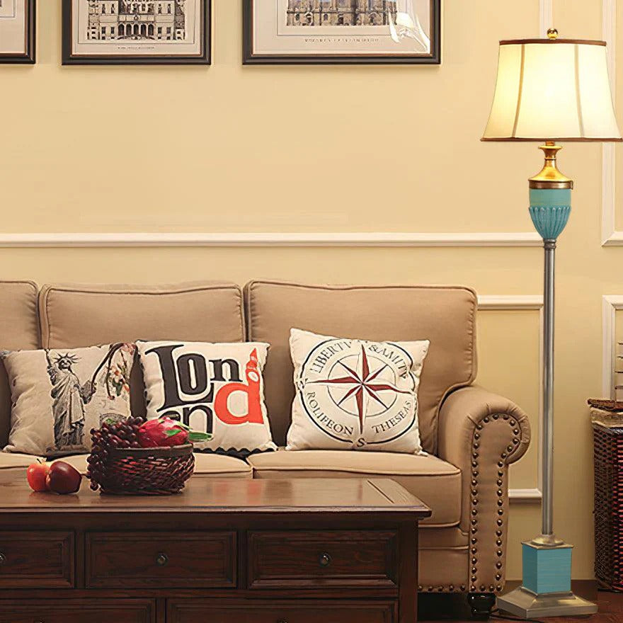 Traditional Floor Lamp with Slender Conical Shade