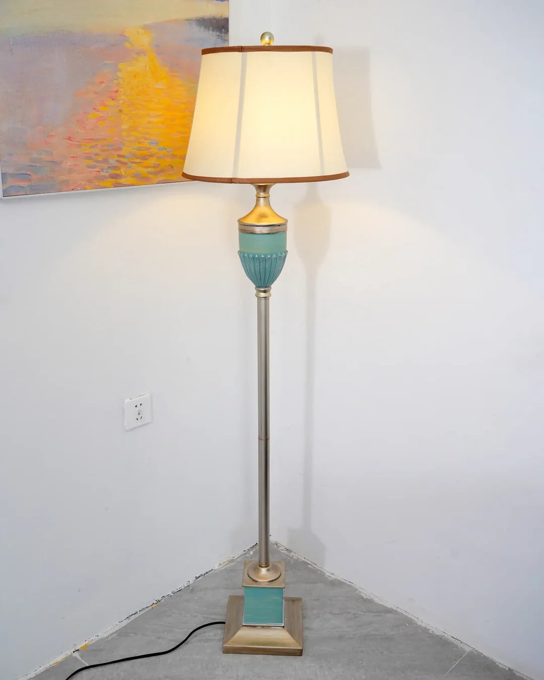Traditional Floor Lamp with Slender Conical Shade