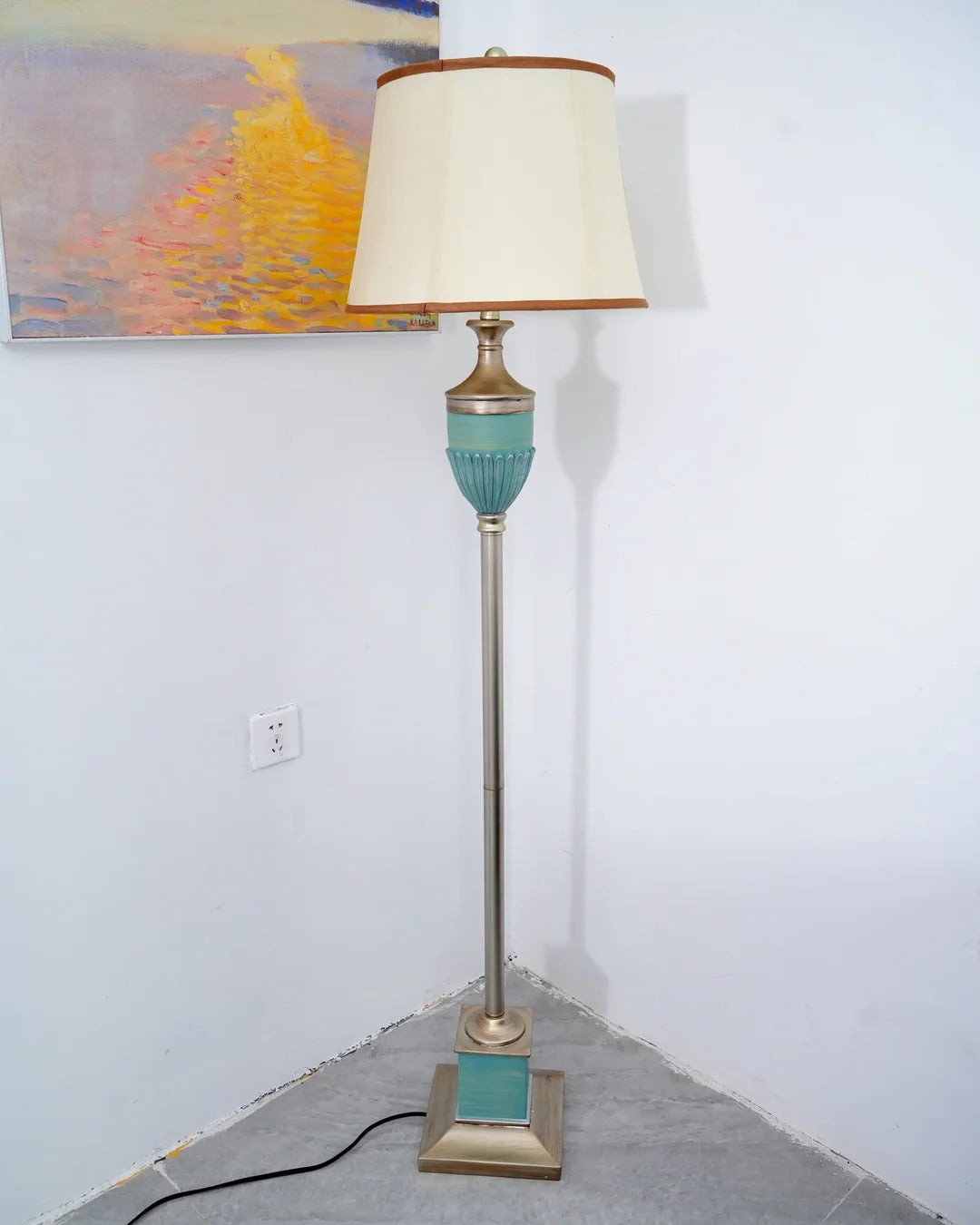 Traditional Floor Lamp with Slender Conical Shade