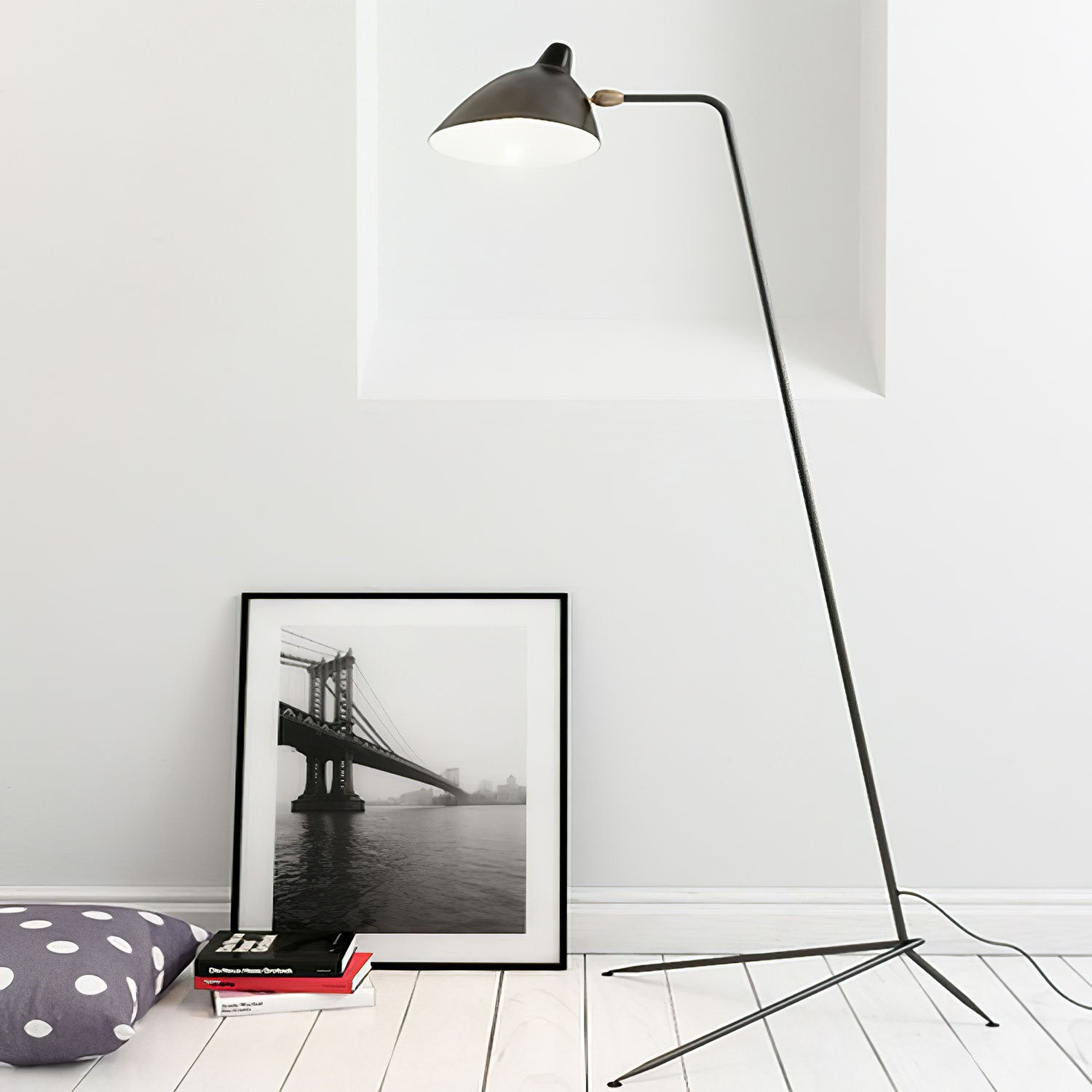 Minimalist Floor Lamp with Curved Cone Tripod