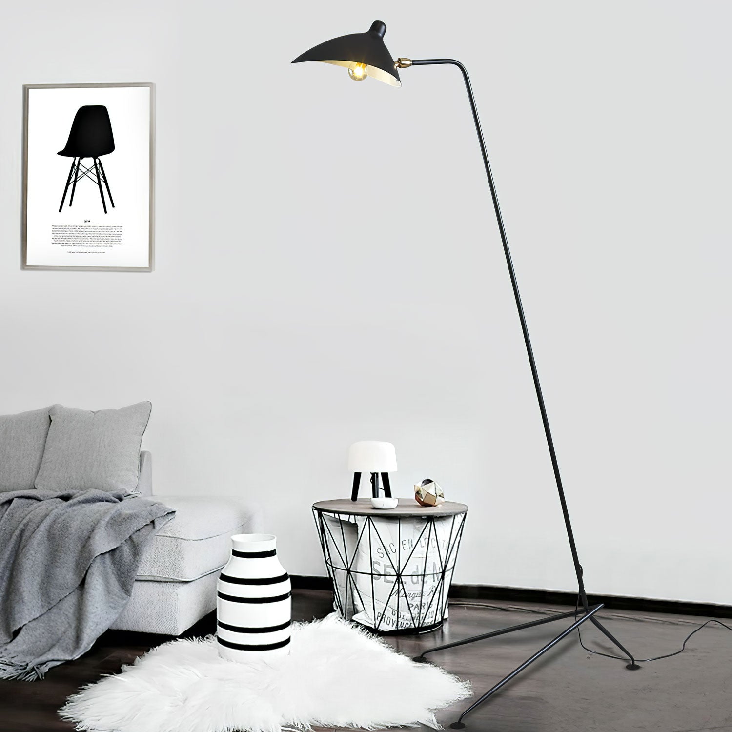 Minimalist Floor Lamp with Curved Cone Tripod