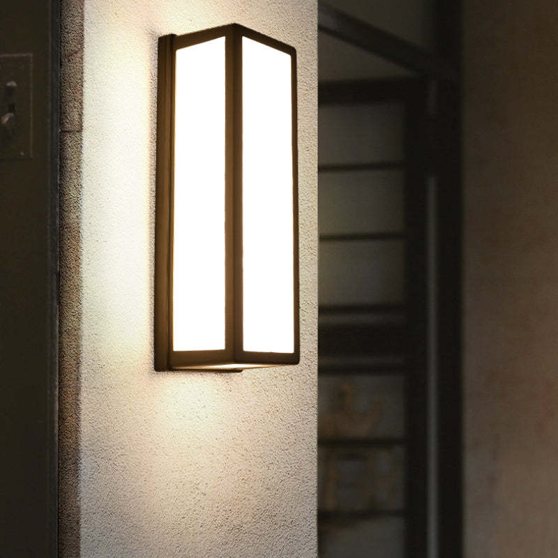 Contemporary Outdoor Wall Sconce – Black, Waterproof, Warm LED Lighting