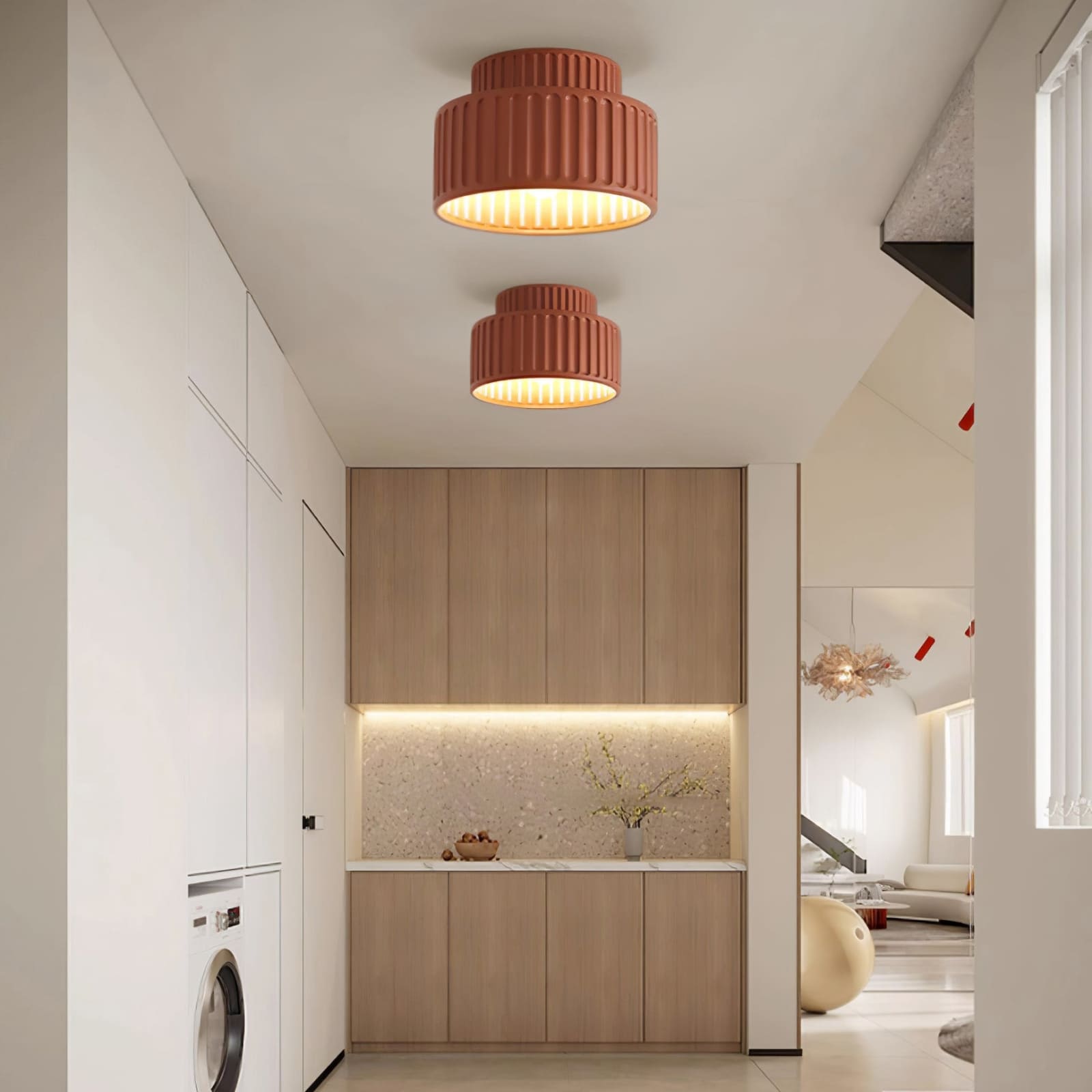 Scandinavian Flush Mount Tiered Light Fixture