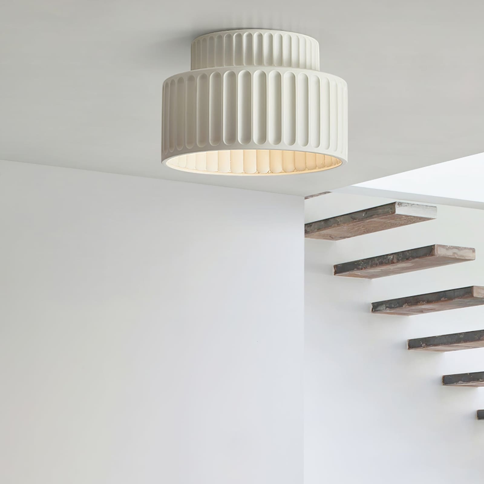 Scandinavian Flush Mount Tiered Light Fixture
