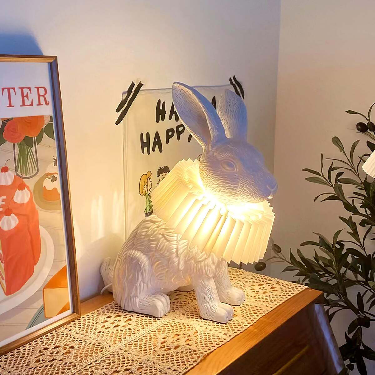 Whimsical Rabbit Table Lamp featuring Integrated LED