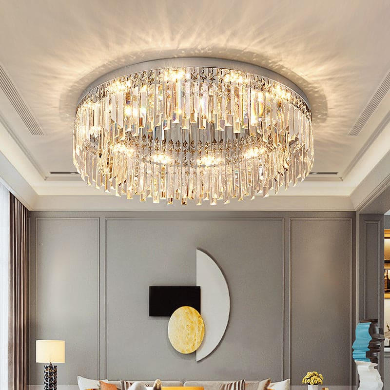 Flush Mount Art Deco Rectangular-Crystals LED Light