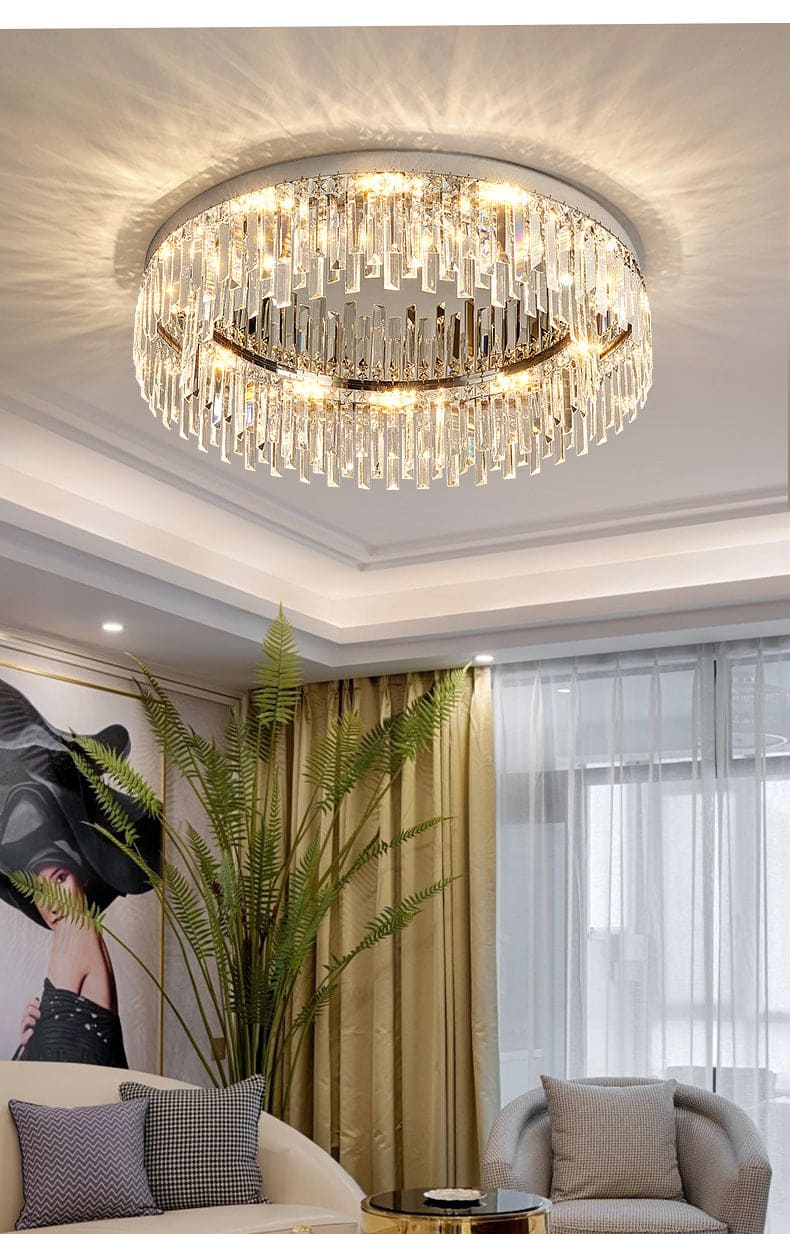 Flush Mount Art Deco Rectangular-Crystals LED Light