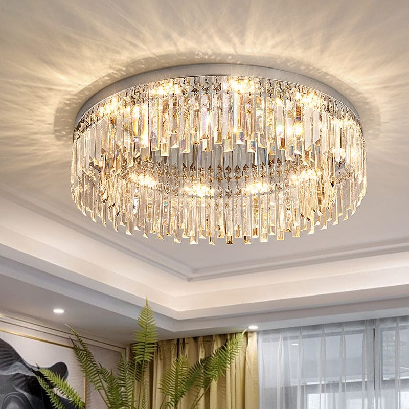 Flush Mount Art Deco Rectangular-Crystals LED Light