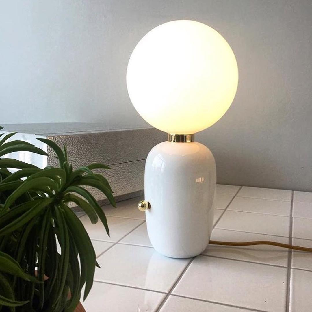 Minimalist Spherical Table Lamp with Cylindrical Base