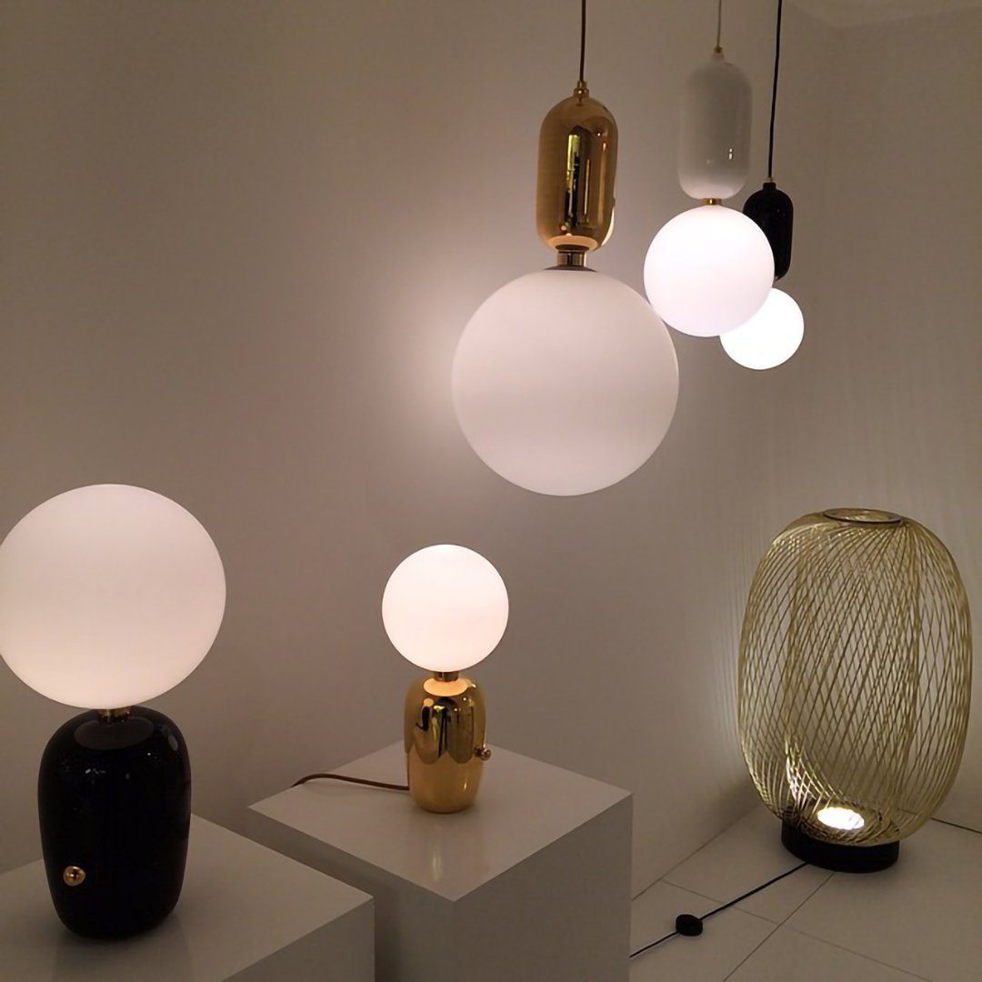 Minimalist Spherical Table Lamp with Cylindrical Base
