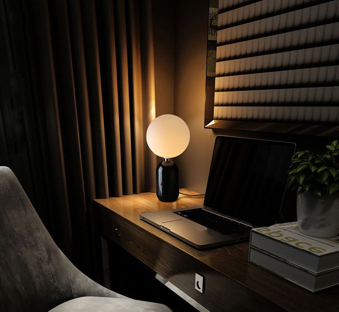 Minimalist Spherical Table Lamp with Cylindrical Base