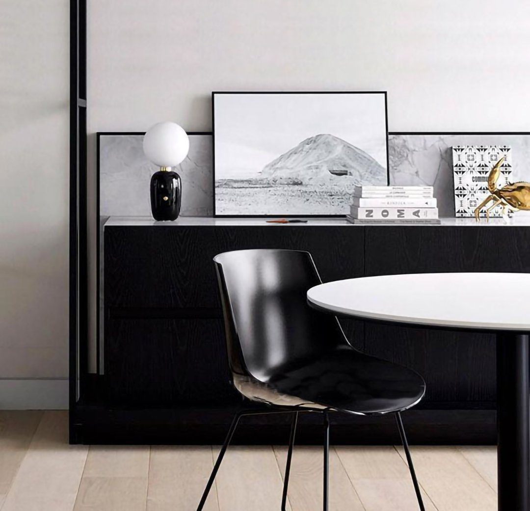 Minimalist Spherical Table Lamp with Cylindrical Base