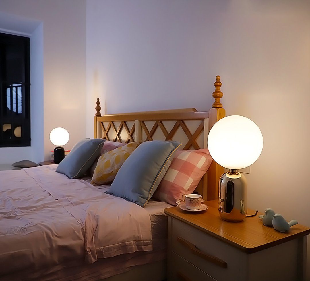 Minimalist Spherical Table Lamp with Cylindrical Base