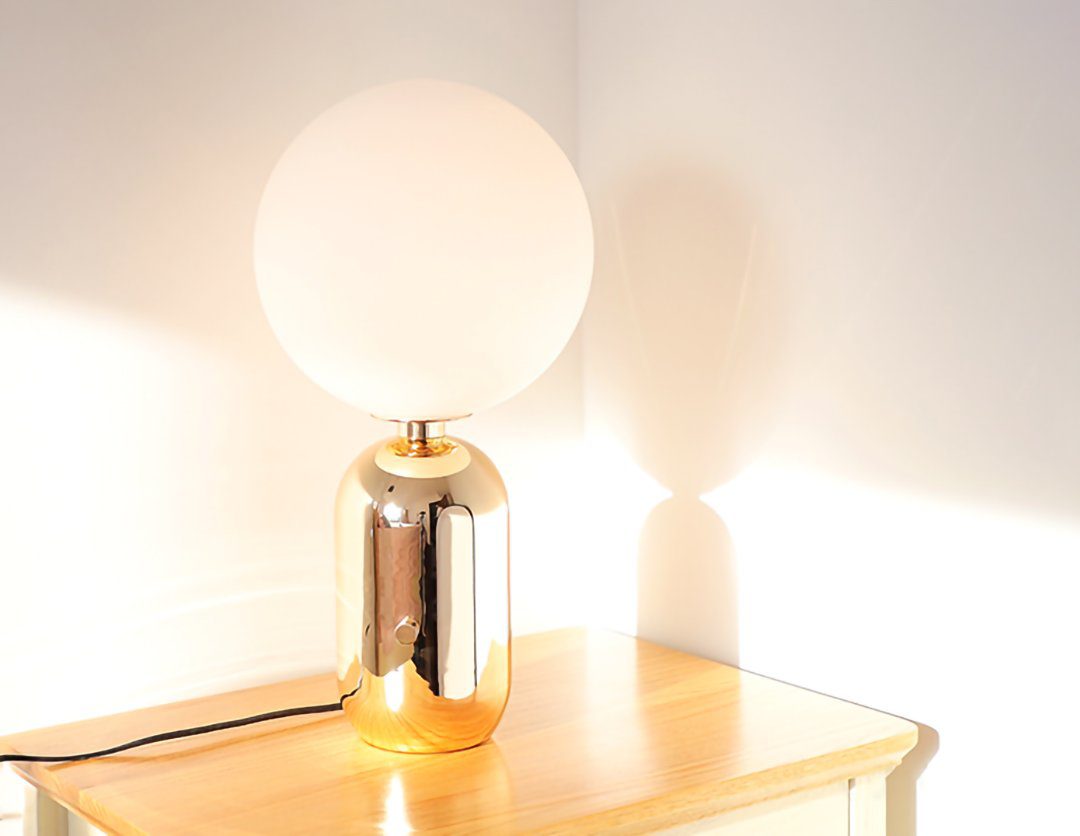 Minimalist Spherical Table Lamp with Cylindrical Base