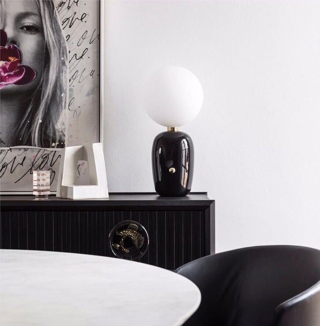 Minimalist Spherical Table Lamp with Cylindrical Base