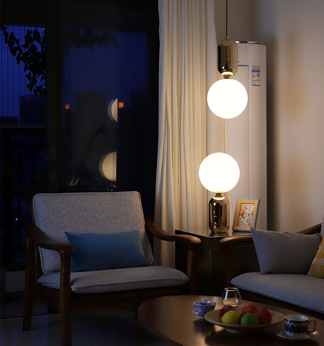 Minimalist Spherical Table Lamp with Cylindrical Base