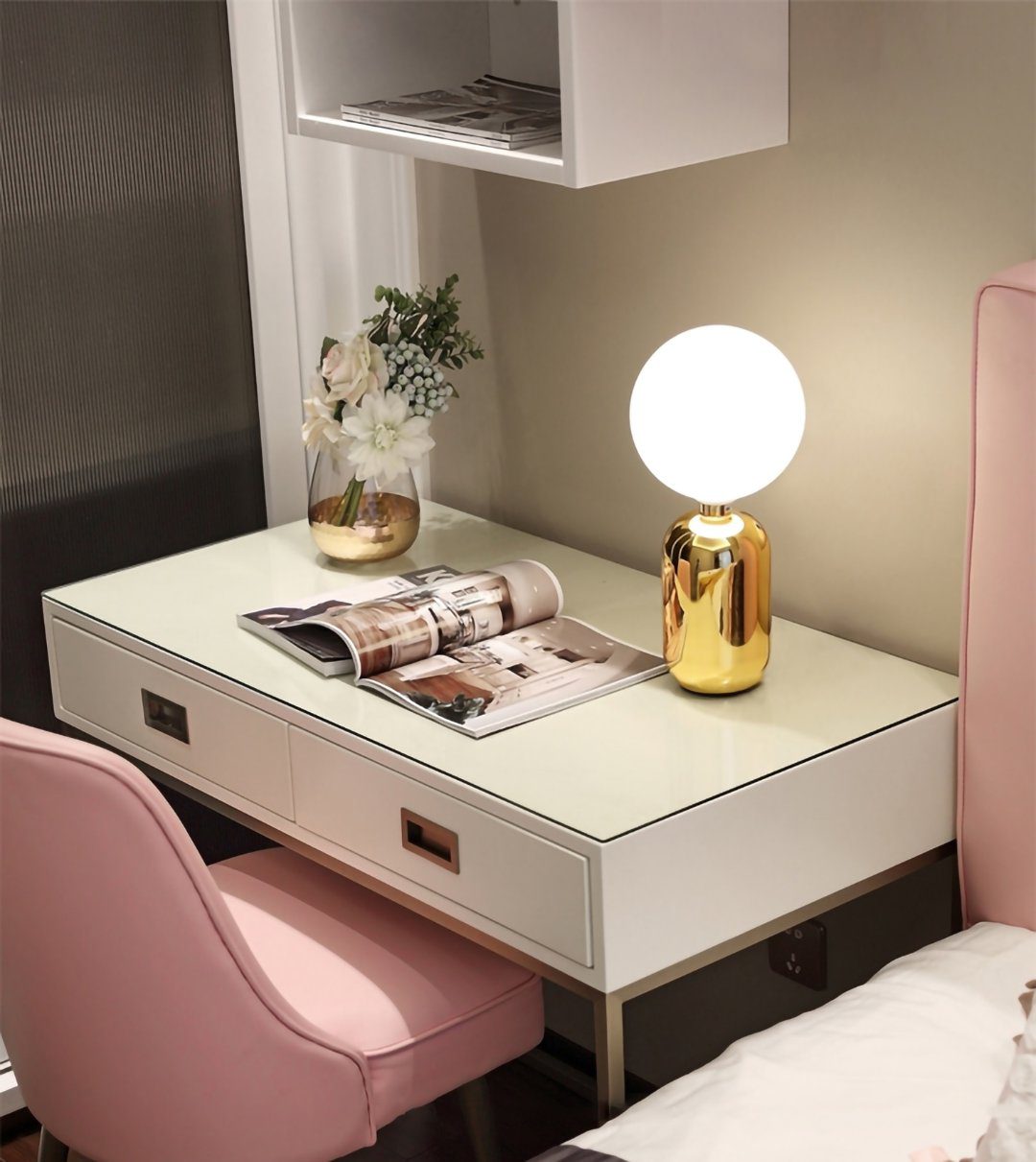 Minimalist Spherical Table Lamp with Cylindrical Base