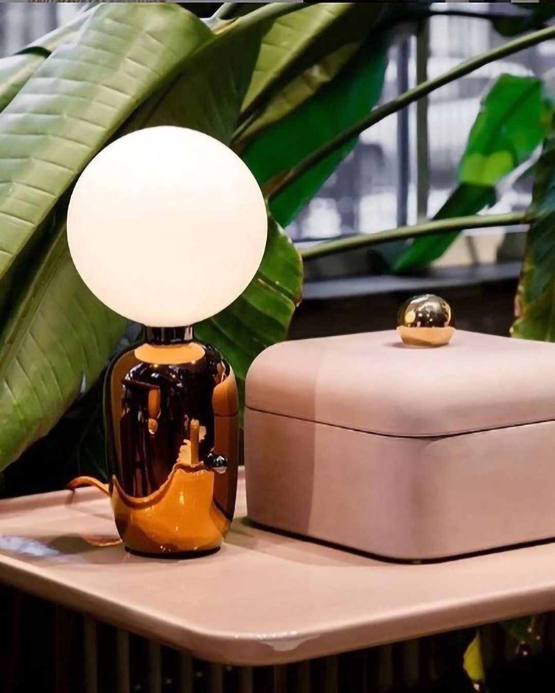 Minimalist Spherical Table Lamp with Cylindrical Base