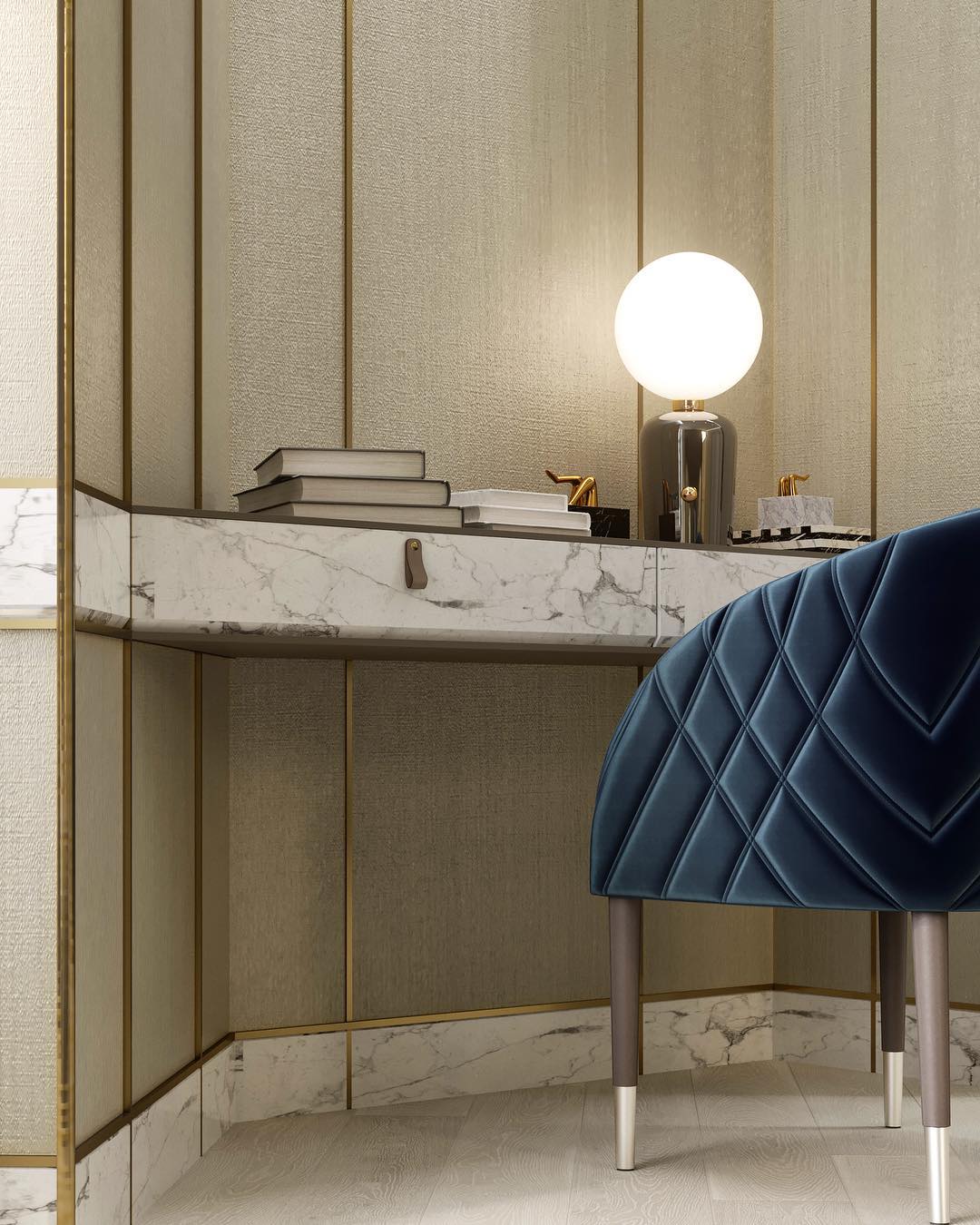 Minimalist Spherical Table Lamp with Cylindrical Base